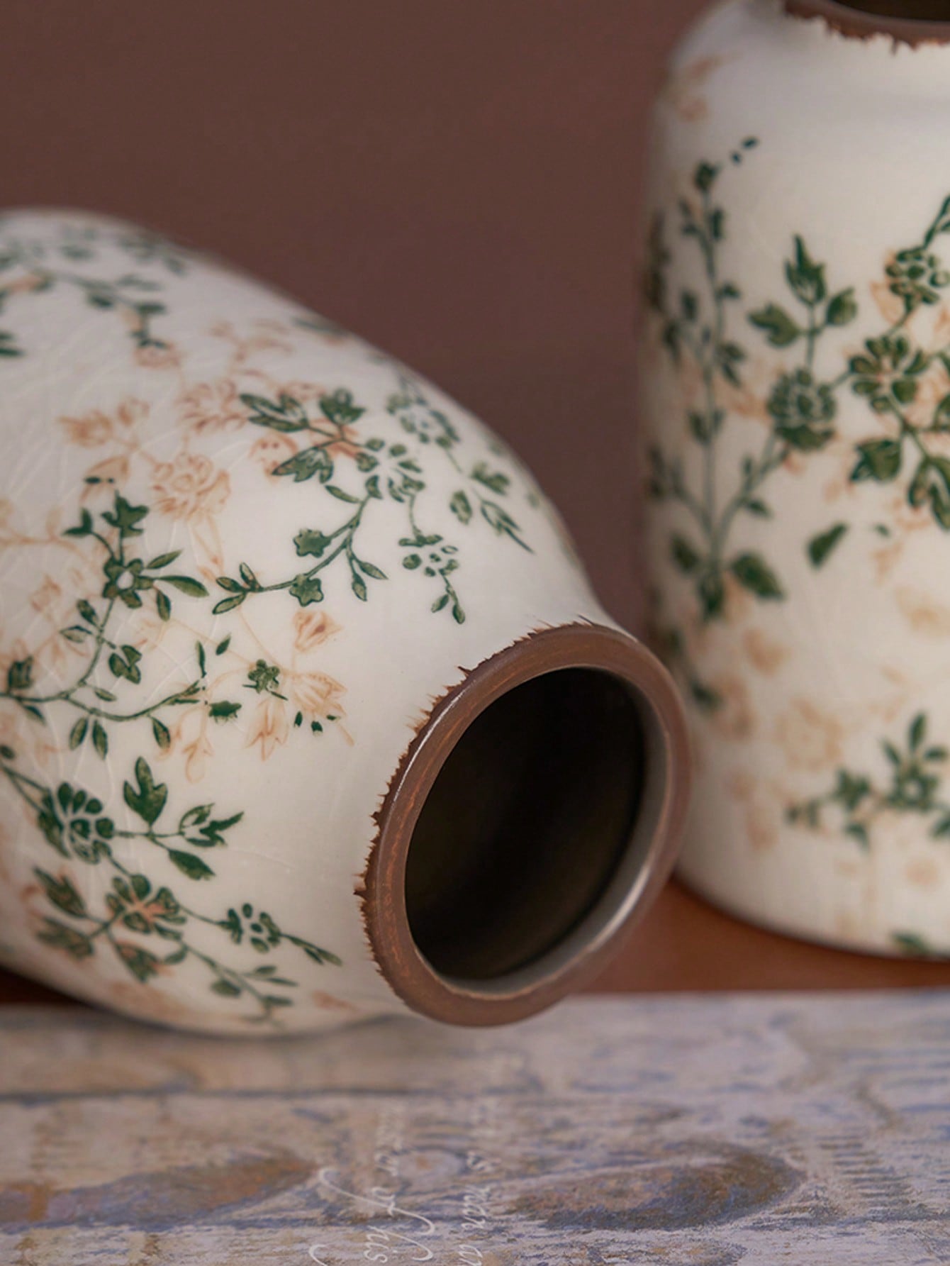 Handmade Vintage Ceramic Vase – Crackle Glaze, Rustic & Boho Home Decor