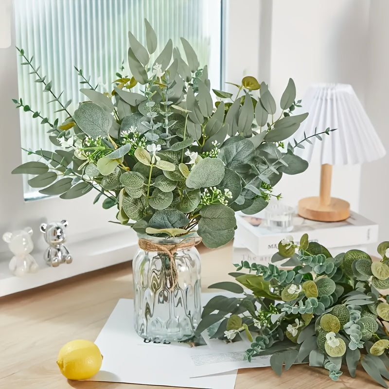 100pcs Artificial Greenery Mixed Eucalyptus Leaves Stems Bulk.