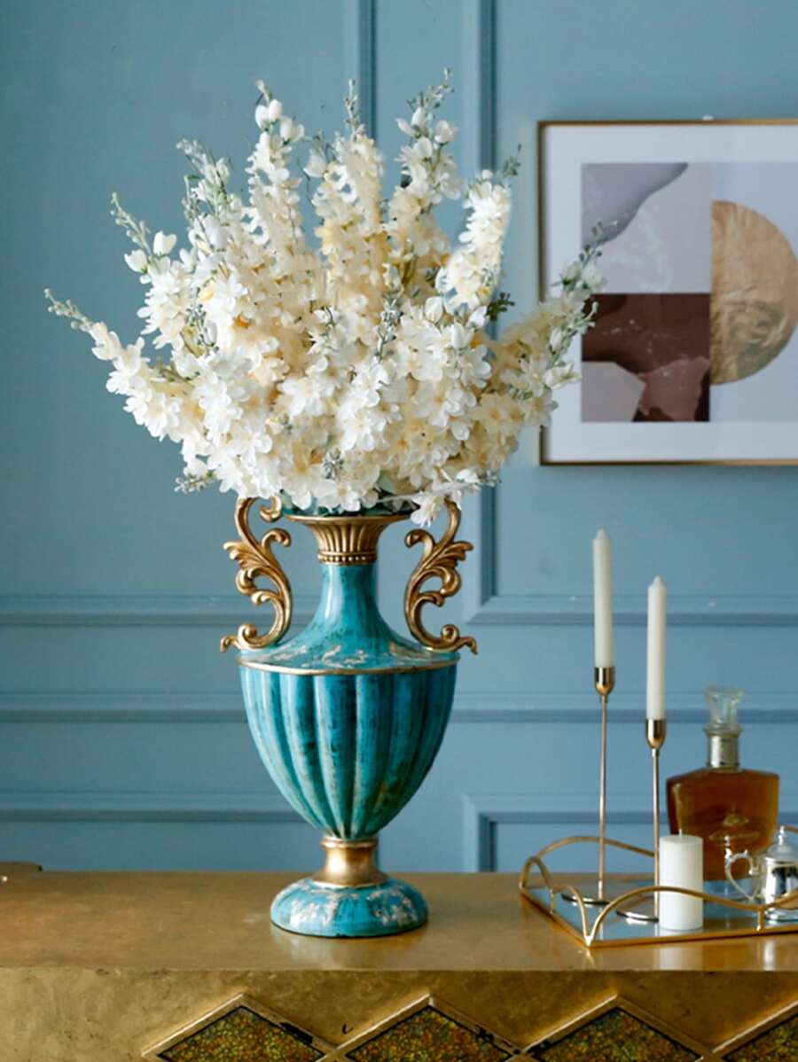 4pcs Artificial Delphinium Flowers – 33'' Silk Larkspur Stems for Home & Wedding Decor
