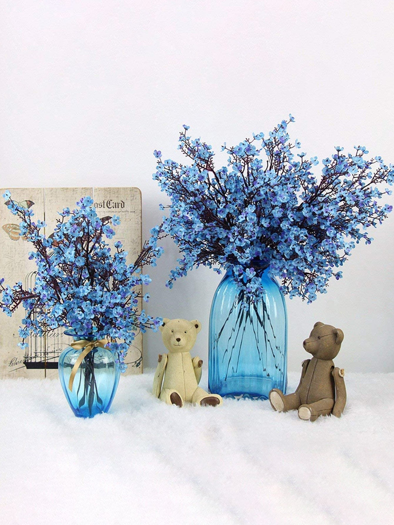 6PCS Artificial Flower Bouquet Babysbreath Wedding Decoration, Fake Plants Room Decor Fall Decor Fake Flowers Garden Autumn Decor Centerpieces Home Vase Decoration.