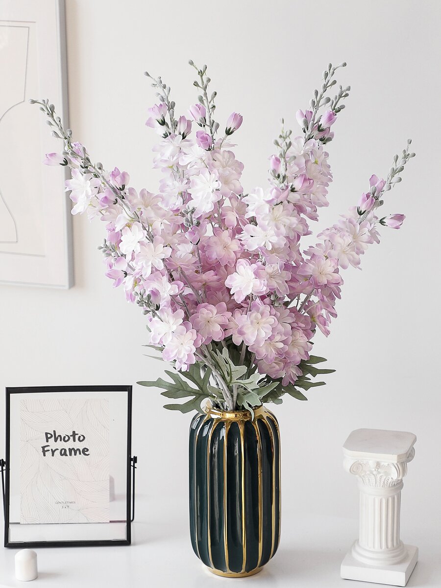 4pcs Artificial Delphinium Flowers – 33'' Silk Larkspur Stems for Home & Wedding Decor