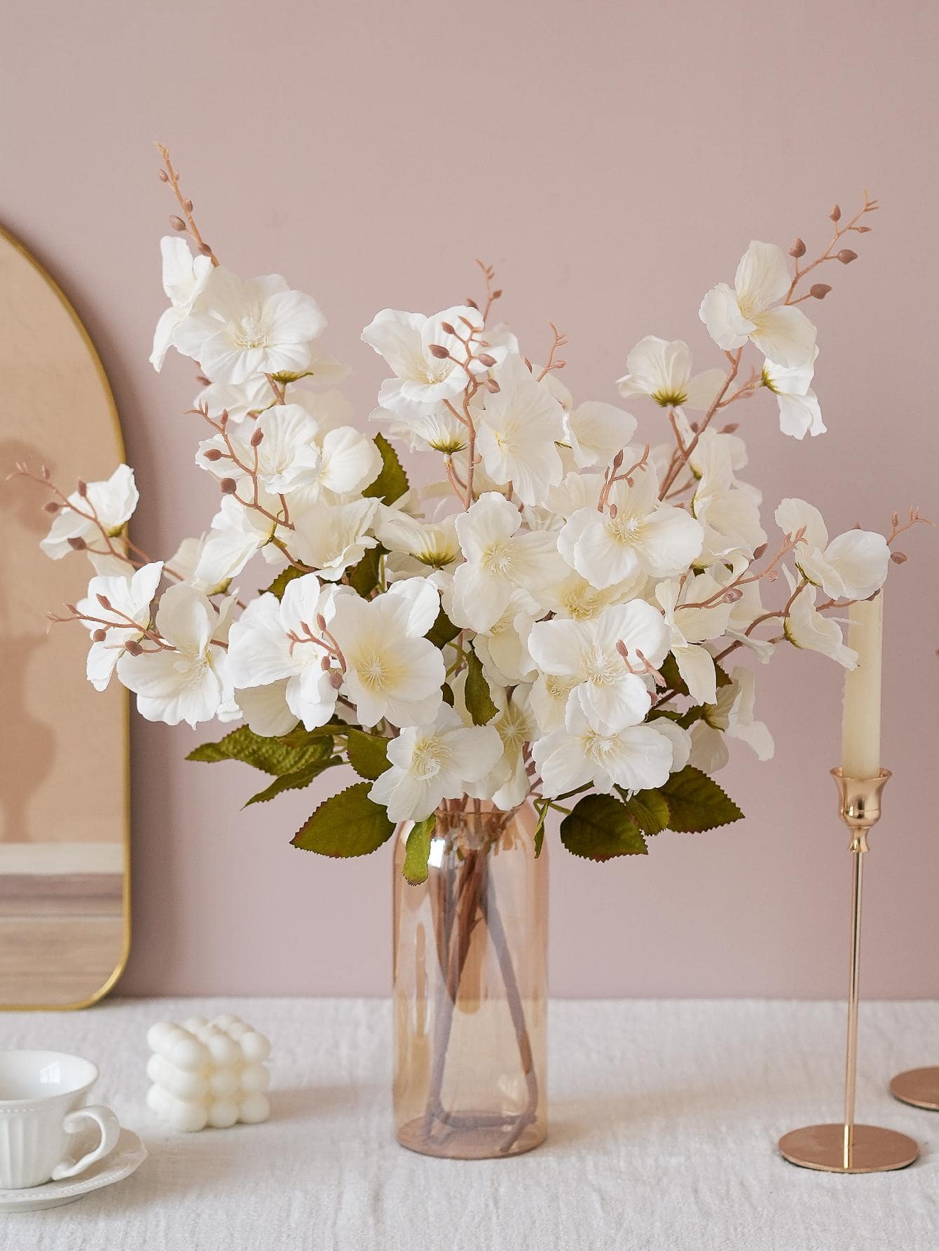 3pcs Artificial Daffodil & Magnolia Flowers – 65cm Stems for Wedding & Home Decor