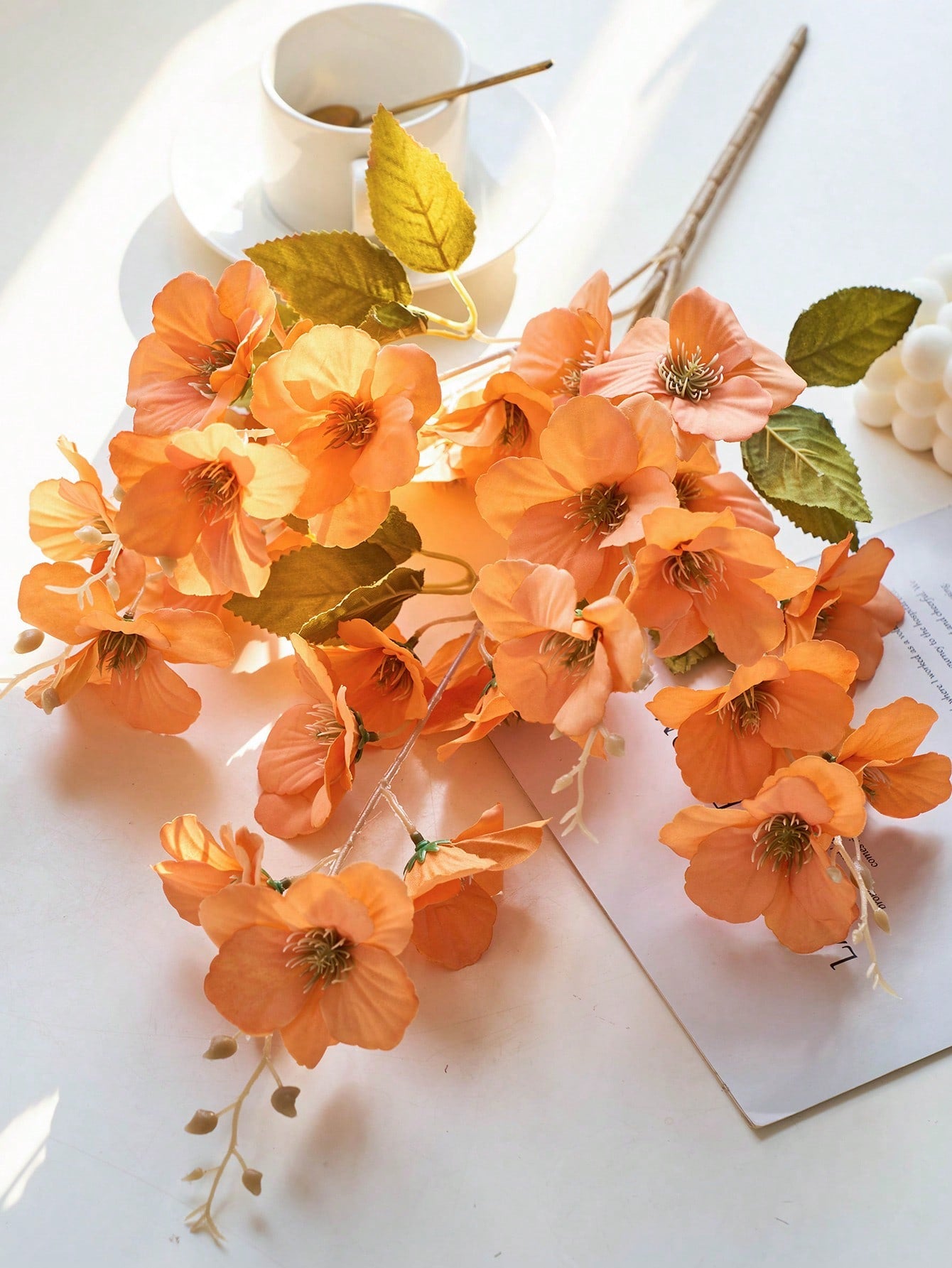 3pcs Artificial Daffodil & Magnolia Flowers – 65cm Stems for Wedding & Home Decor