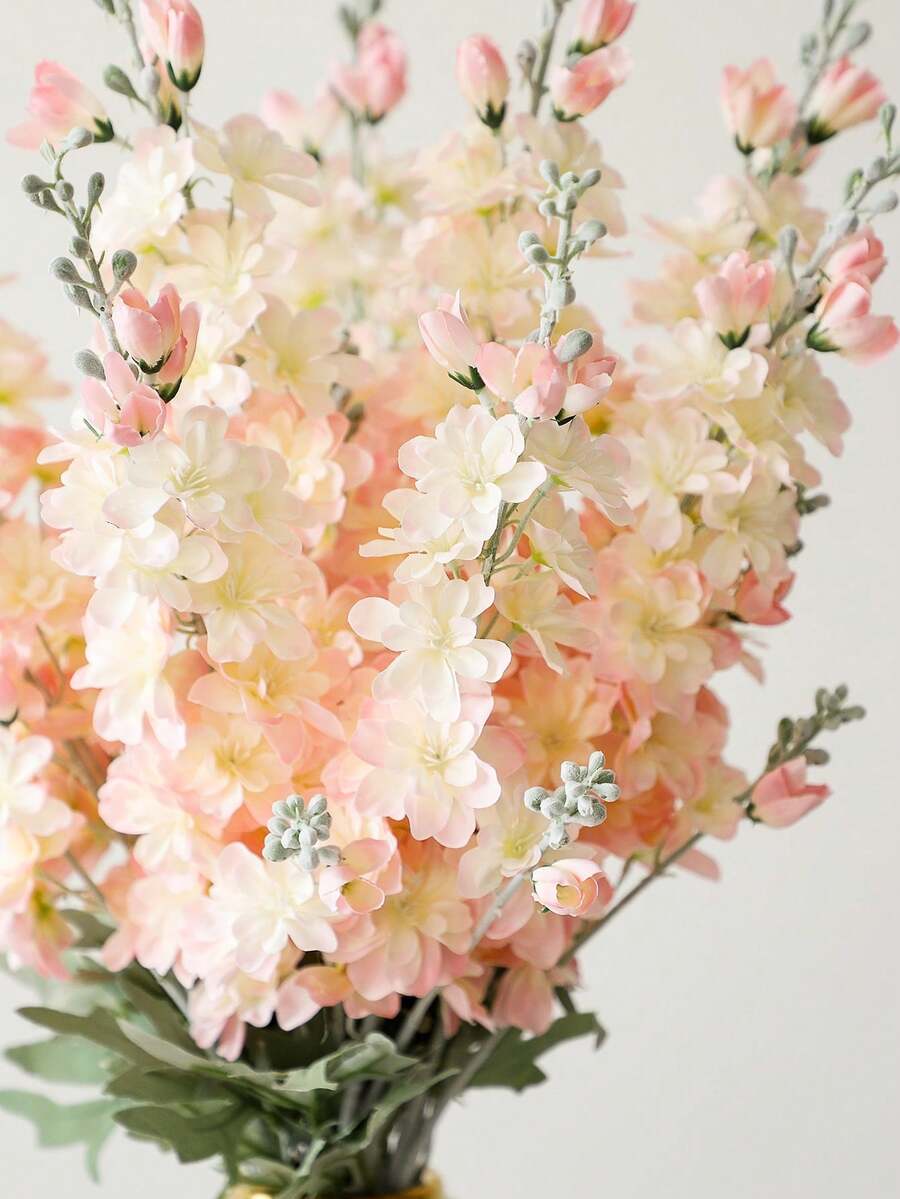 4pcs Artificial Delphinium Flowers – 33'' Silk Larkspur Stems for Home & Wedding Decor