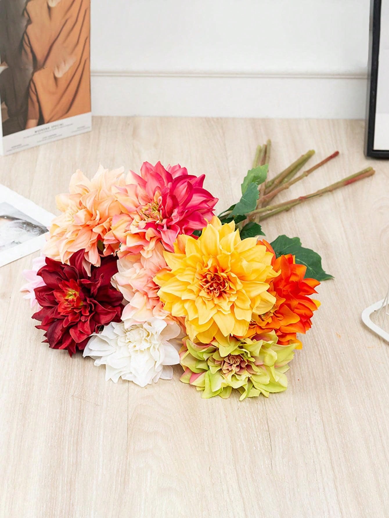 6pcs Artificial Dahlia Flowers – Perfect for Weddings, Home, and Party Decorations