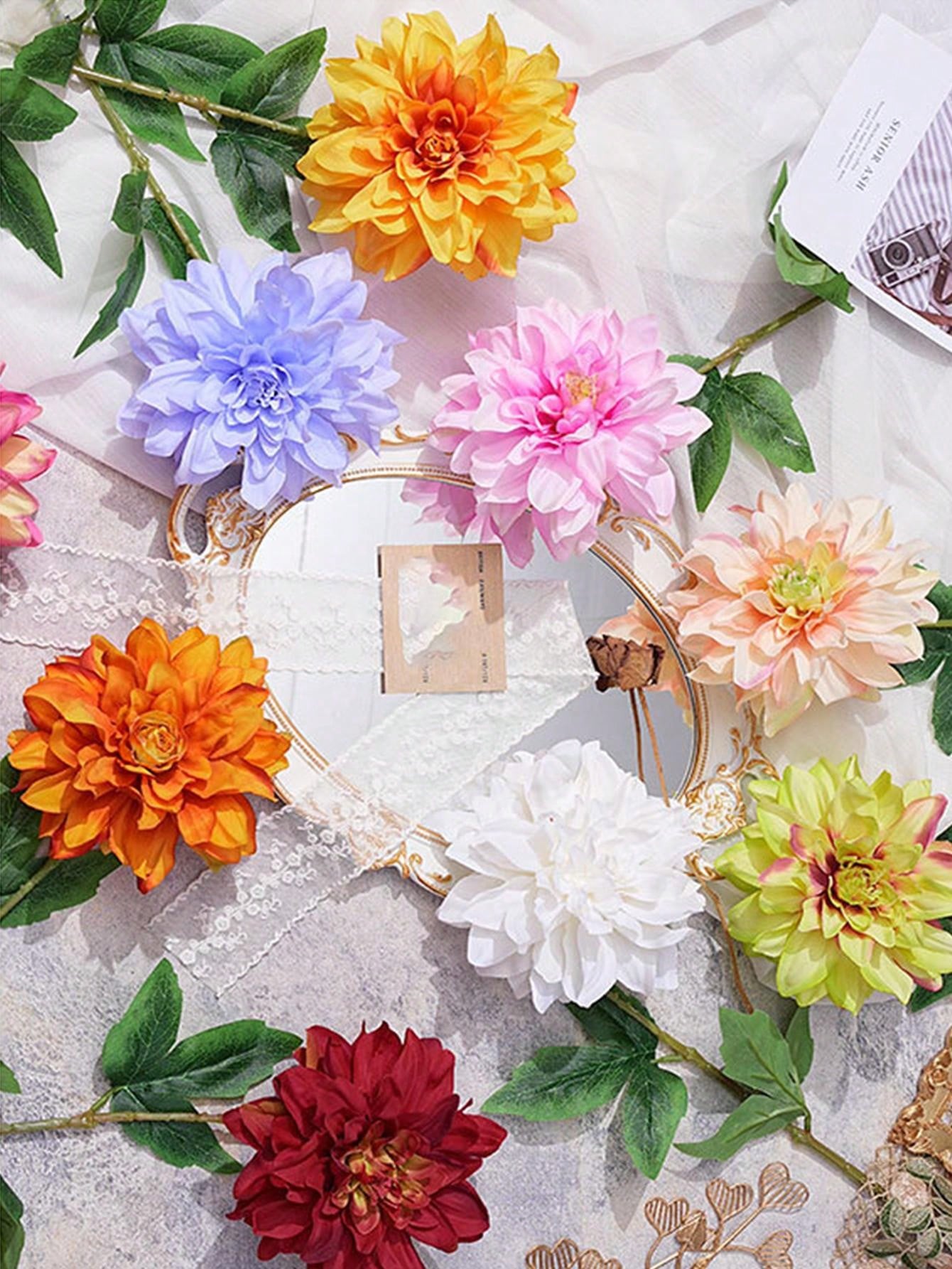 6pcs Artificial Dahlia Flowers – Perfect for Weddings, Home, and Party Decorations