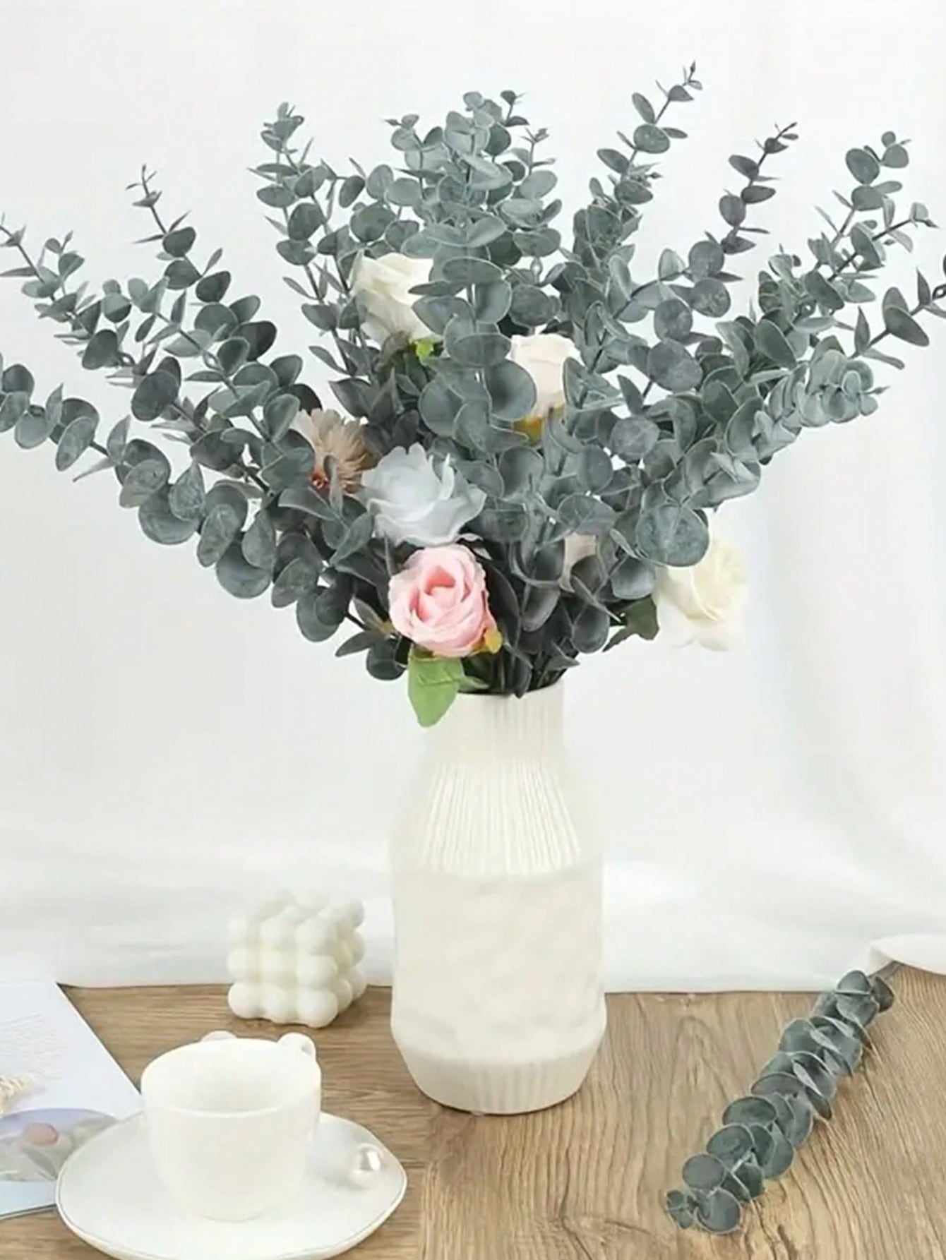 10/30/70Pcs Eucalyptus Stems Artificial Plants Faux Eucalyptus Branches Faux Eucalyptus Stem For Wedding Bouquet Home Decor, Spring Summer Decor