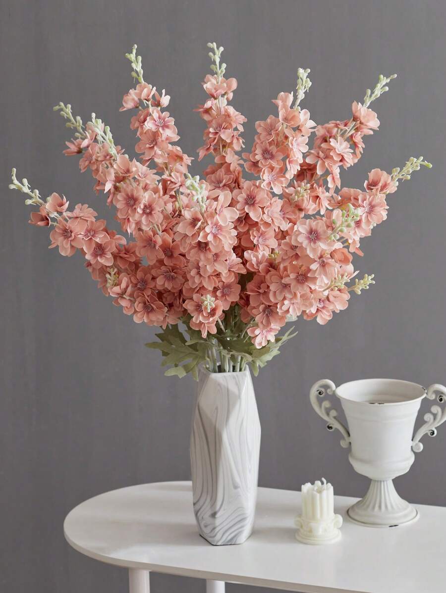 4pcs Artificial Delphinium Flowers – 33'' Silk Larkspur Stems for Home & Wedding Decor