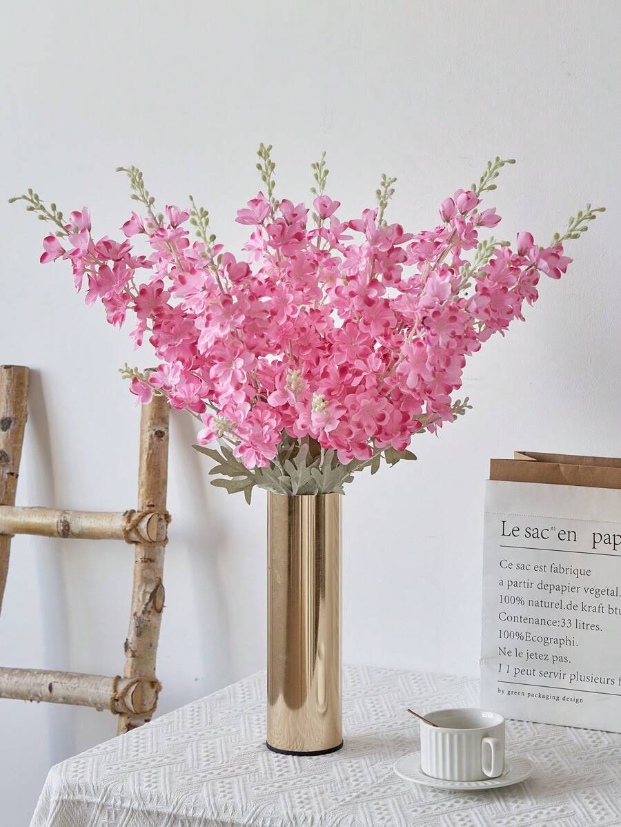 4pcs Artificial Delphinium Flowers – 33'' Silk Larkspur Stems for Home & Wedding Decor