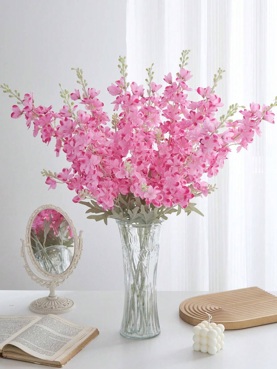 4pcs Artificial Delphinium Flowers – 33'' Silk Larkspur Stems for Home & Wedding Decor