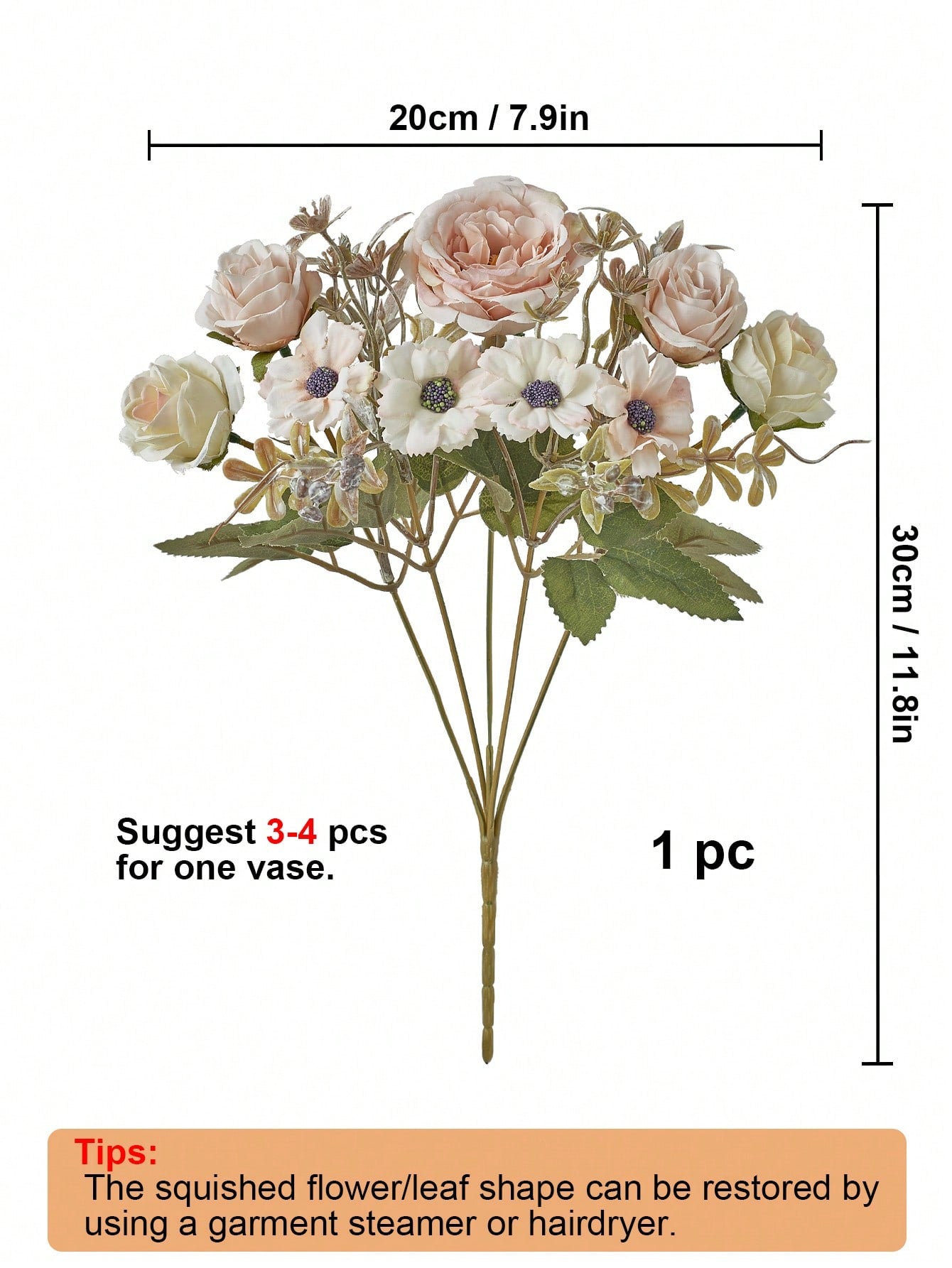 3/6pcs Artificial Rose & Peony Bouquet – Silk Flowers for Wedding & Home Decor