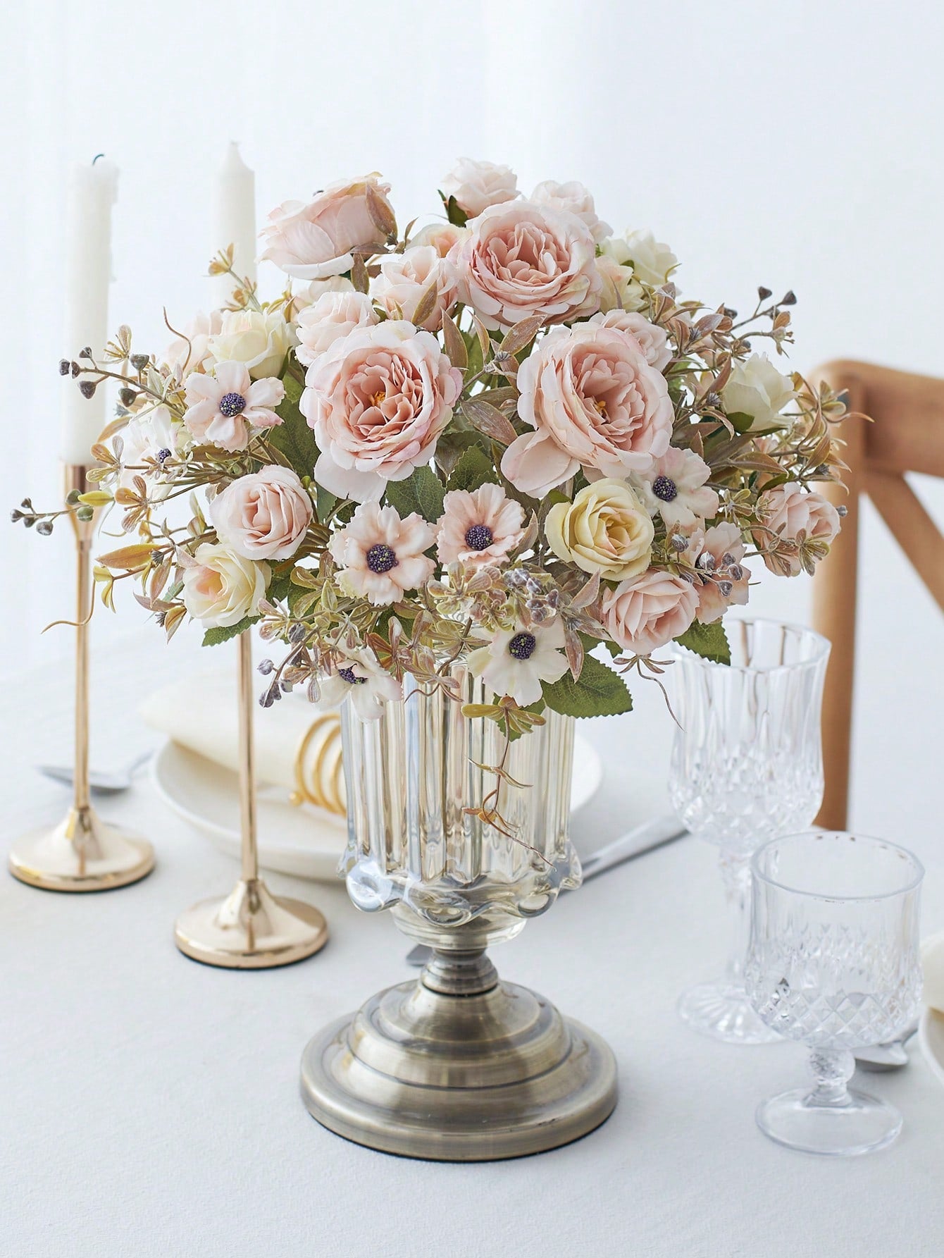 3/6pcs Artificial Rose & Peony Bouquet – Silk Flowers for Wedding & Home Decor