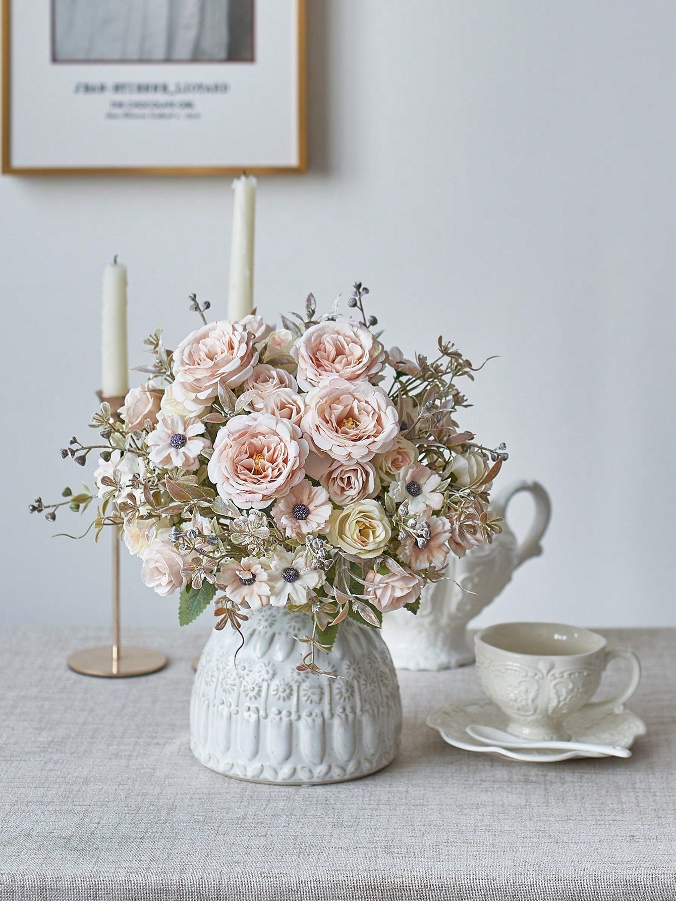 3/6pcs Artificial Rose & Peony Bouquet – Silk Flowers for Wedding & Home Decor