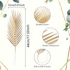 30/60pcs Gold Artificial Palm Leaves – 17.3in Faux Foliage for Wedding & Home Decor