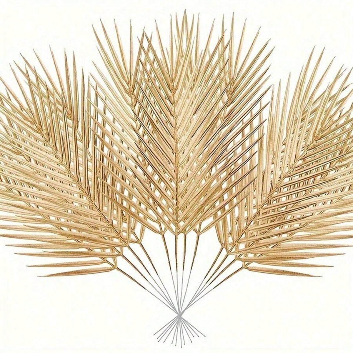 30/60pcs Gold Artificial Palm Leaves – 17.3in Faux Foliage for Wedding & Home Decor