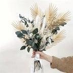 30/60pcs Gold Artificial Palm Leaves – 17.3in Faux Foliage for Wedding & Home Decor