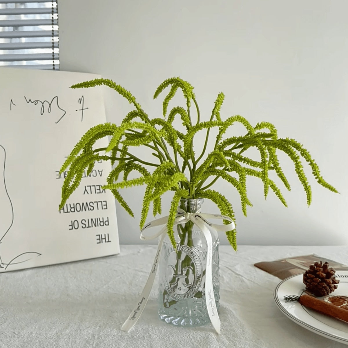 4pcs Artificial Greenery Stems – Faux Ferns for DIY Vases, Flower Walls & Home Decor