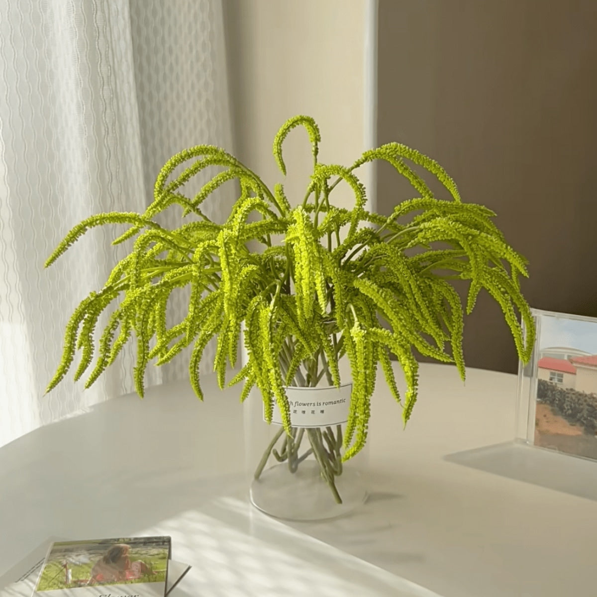 4pcs Artificial Greenery Stems – Faux Ferns for DIY Vases, Flower Walls & Home Decor