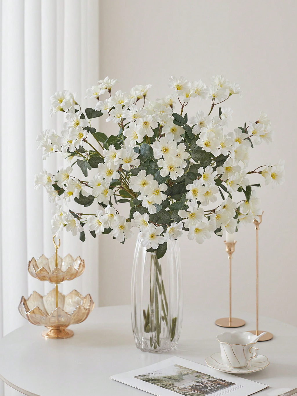 3pcs Artificial Daffodil & Magnolia Flowers – 65cm Stems for Wedding & Home Decor