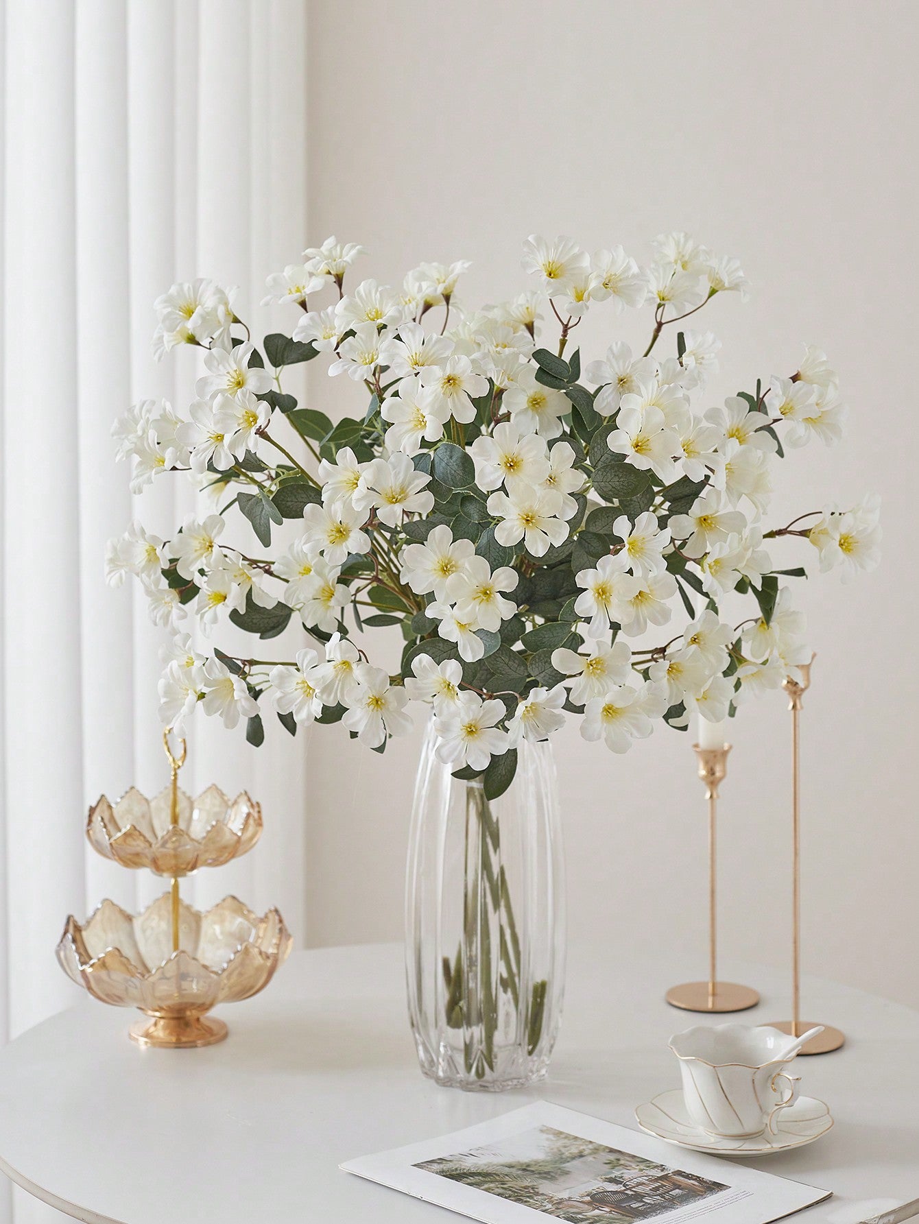 3pcs Artificial Daffodil & Magnolia Flowers – 65cm Stems for Wedding & Home Decor