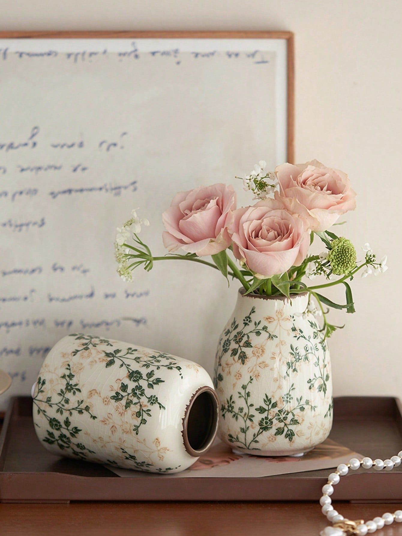 Handmade Vintage Ceramic Vase – Crackle Glaze, Rustic & Boho Home Decor