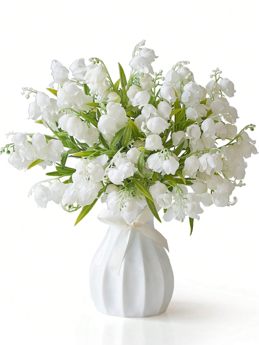 6/12cs Artificial Lily Of The Valley Faux White Bell Flowers Wind Chime Orchid Silk Flowers Wedding Bouquet, May Flower Table Centerpieces For Home Garden Wedding Party Decor