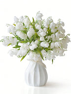 6/12cs Artificial Lily Of The Valley Faux White Bell Flowers Wind Chime Orchid Silk Flowers Wedding Bouquet, May Flower Table Centerpieces For Home Garden Wedding Party Decor