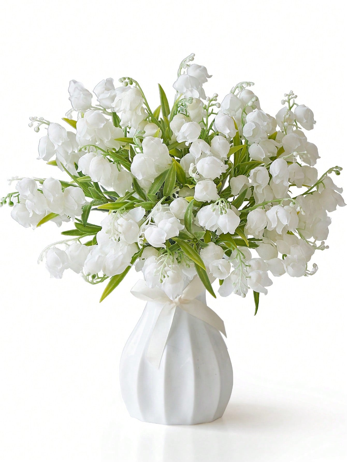 6/12cs Artificial Lily Of The Valley Faux White Bell Flowers Wind Chime Orchid Silk Flowers Wedding Bouquet, May Flower Table Centerpieces For Home Garden Wedding Party Decor
