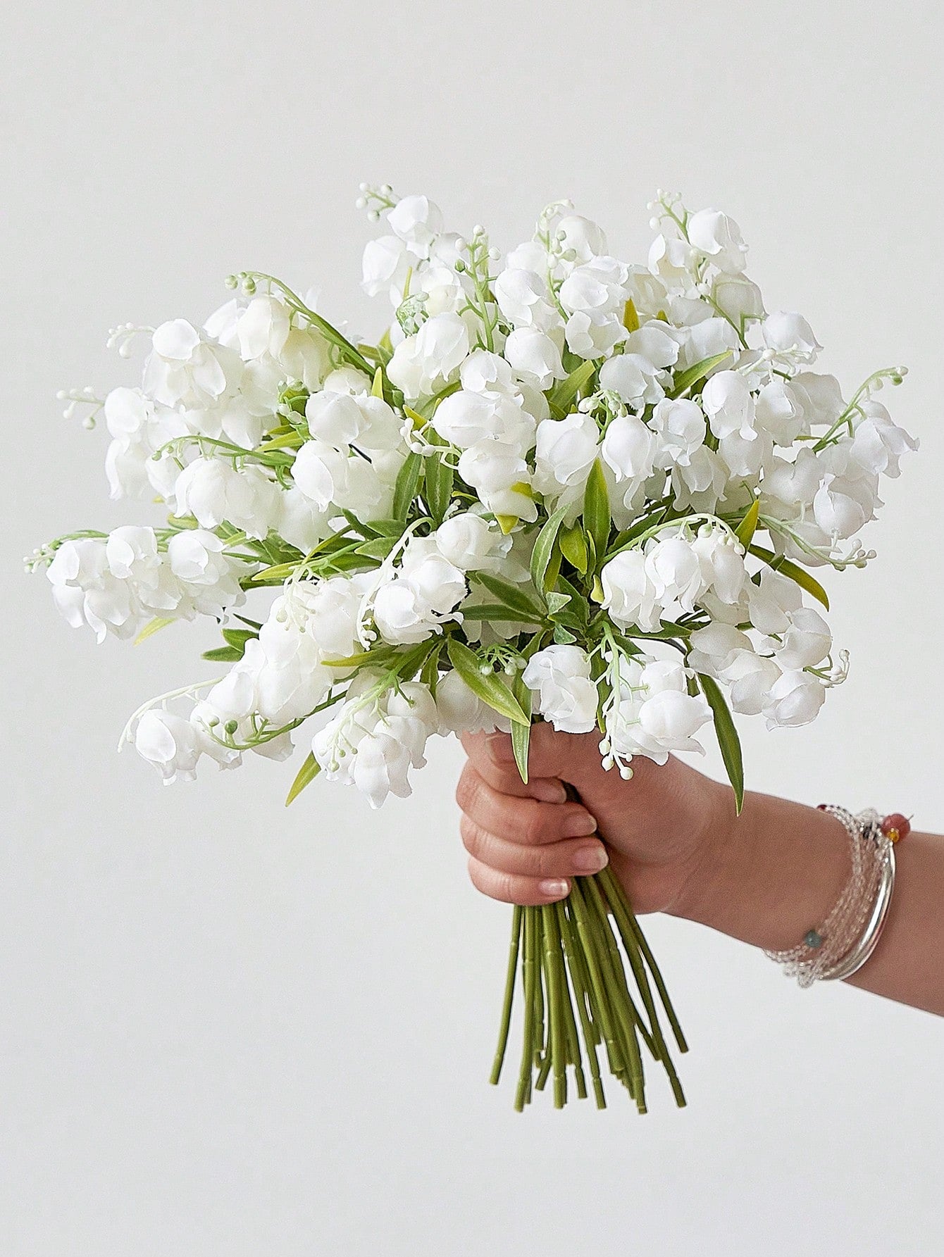 6/12cs Artificial Lily Of The Valley Faux White Bell Flowers Wind Chime Orchid Silk Flowers Wedding Bouquet, May Flower Table Centerpieces For Home Garden Wedding Party Decor