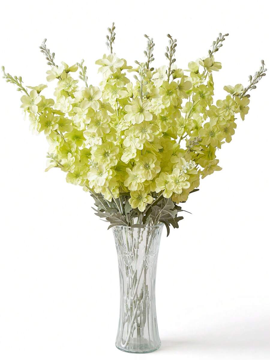 4pcs Artificial Delphinium Flowers – 33'' Silk Larkspur Stems for Home & Wedding Decor