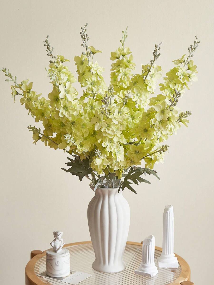 4pcs Artificial Delphinium Flowers – 33'' Silk Larkspur Stems for Home & Wedding Decor
