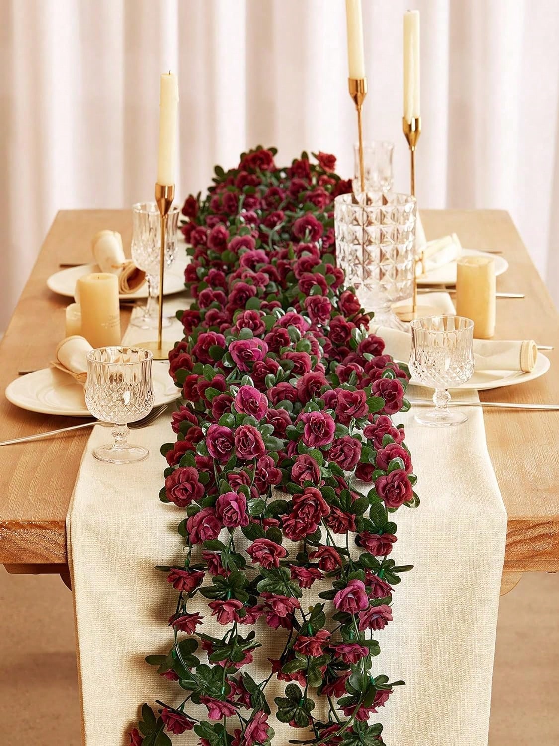 4PCS Artificial Flowers Roses Plants Vine Valentine's Day Gift Decoration Home Decoration Flower Rattan Dining Table Vase Decorations Dining Room, Bedroom.
