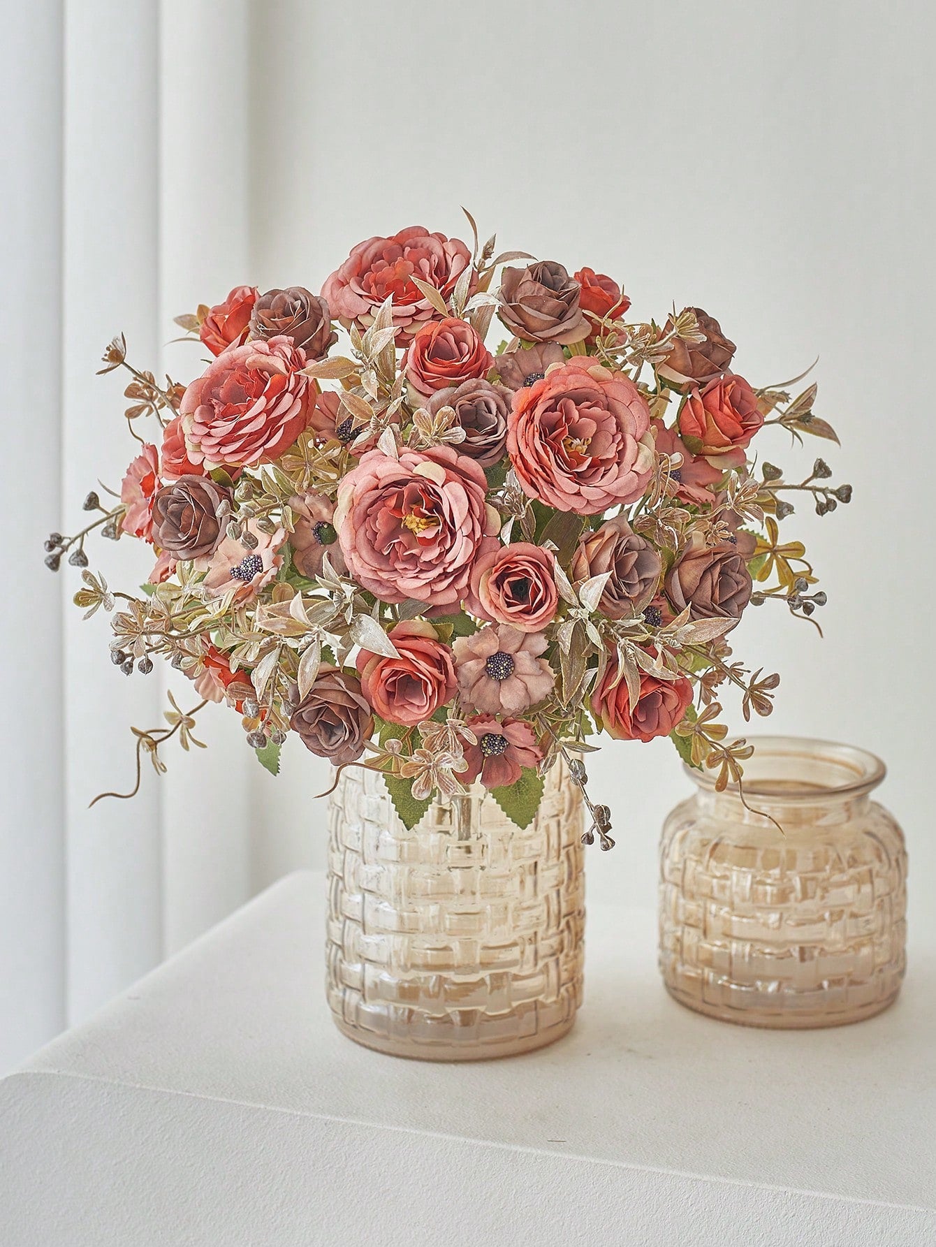 3/6pcs Artificial Rose & Peony Bouquet – Silk Flowers for Wedding & Home Decor