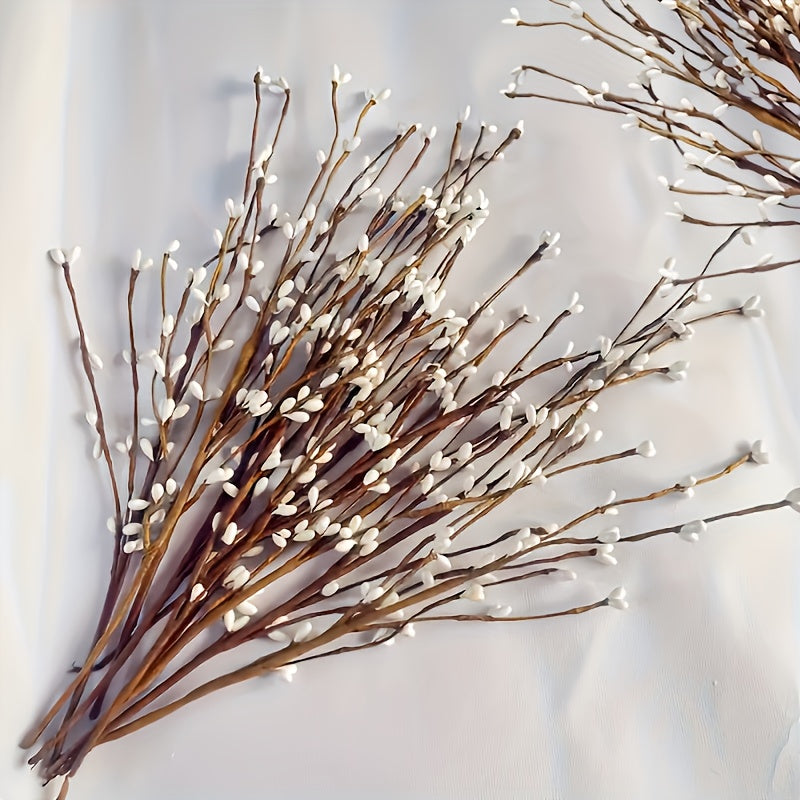 30pcs Realistic Artificial White Berry Stems with Plastic Branches - Ideal for DIY Wreaths, Holiday Home Decor, Seasonal Tabletop Accents, Various Room Types