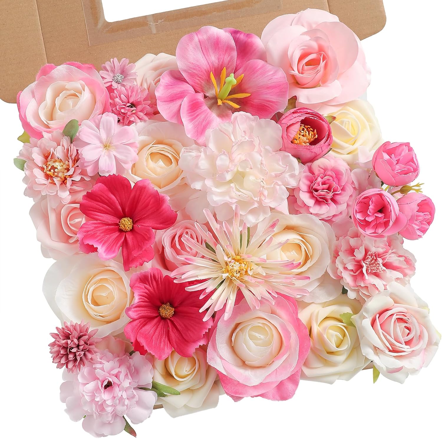 YYHUAWU Artificial Flowers Combo Set Fake Flower Leaf Box with Stems for DIY Wedding Bouquets Centerpieces Arrangements Baby Shower Party Home Decorations (Brown & Nude Color)