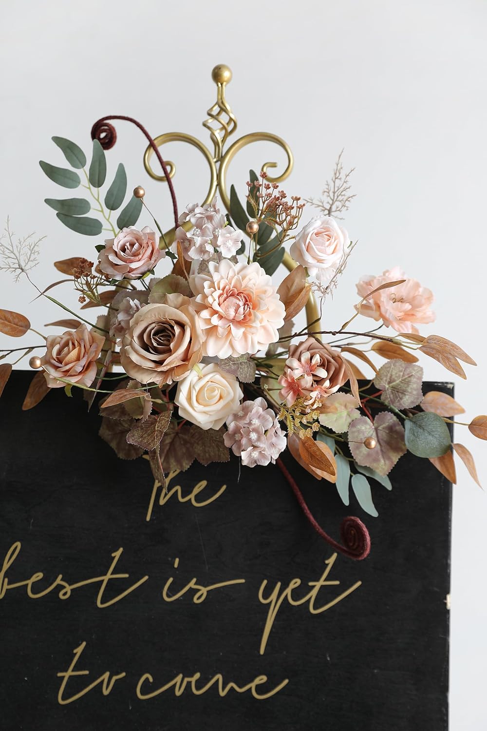 YYHUAWU Artificial Flowers Combo Set Fake Flower Leaf Box with Stems for DIY Wedding Bouquets Centerpieces Arrangements Baby Shower Party Home Decorations (Brown & Nude Color)