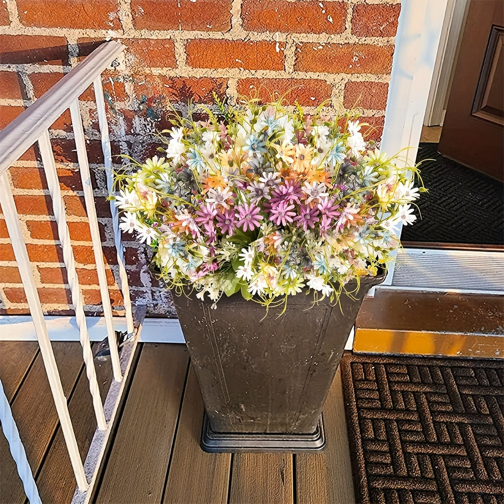 6-piece wildflower artificial daisies, UV-resistant outdoor faux wild flower bouquets, bulk artificial greenery decorations for vase arrangements and spring home decor (maintenance-free).