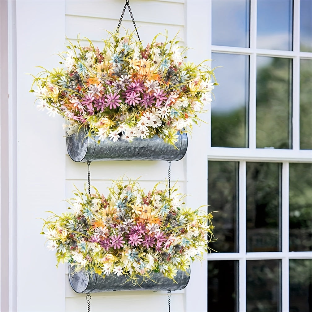 6-piece wildflower artificial daisies, UV-resistant outdoor faux wild flower bouquets, bulk artificial greenery decorations for vase arrangements and spring home decor (maintenance-free).