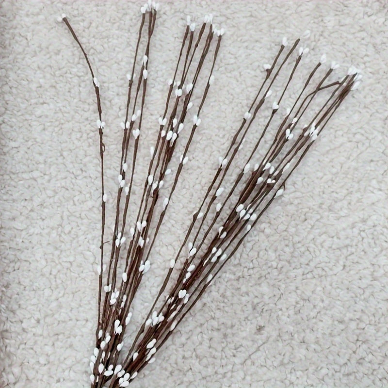 30pcs Realistic Artificial White Berry Stems with Plastic Branches - Ideal for DIY Wreaths, Holiday Home Decor, Seasonal Tabletop Accents, Various Room Types