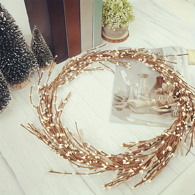 30pcs Realistic Artificial White Berry Stems with Plastic Branches - Ideal for DIY Wreaths, Holiday Home Decor, Seasonal Tabletop Accents, Various Room Types